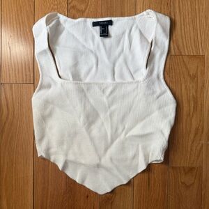 White Ribbed Crop Tank